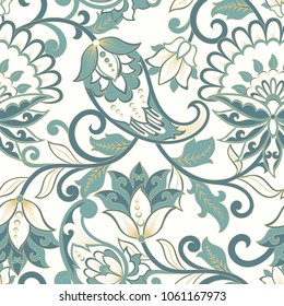 Seamless Paisley pattern in indian style. Floral vector illustration