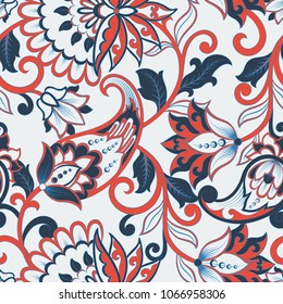 Seamless Paisley pattern in indian style. Floral vector illustration