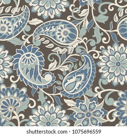 Seamless Paisley pattern in indian style. Floral vector illustration