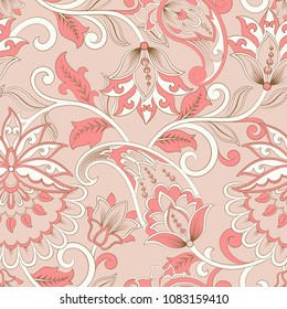 Seamless Paisley pattern in indian style. Floral vector illustration