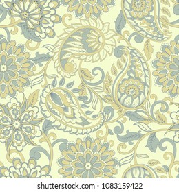 Seamless Paisley pattern in indian style. Floral vector illustration