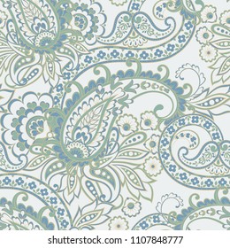 Seamless Paisley pattern in indian style. Floral vector illustration