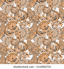 Seamless Paisley pattern in indian style. Floral vector illustration