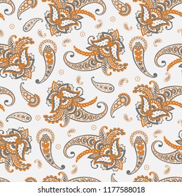 Seamless Paisley pattern in indian style. Floral vector illustration
