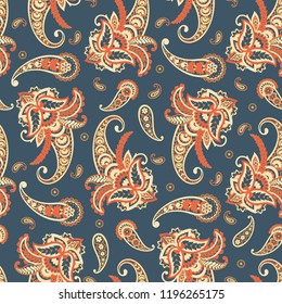Seamless Paisley pattern in indian style. Floral vector illustration