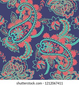 Seamless Paisley pattern in indian style. Floral vector illustration