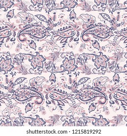 Seamless Paisley pattern in indian style. Floral vector illustration