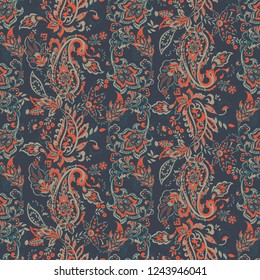 Seamless Paisley pattern in indian style. Floral vector illustration