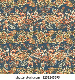 Seamless Paisley pattern in indian style. Floral vector illustration
