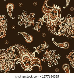 Seamless Paisley pattern in indian style. Floral vector illustration