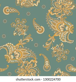 Seamless Paisley pattern in indian style. Floral vector illustration