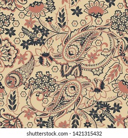Seamless Paisley pattern in indian style. Floral vector illustration