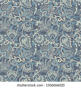 Seamless Paisley pattern in indian style. Floral vector illustration