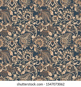Seamless Paisley pattern in indian style. Floral vector illustration