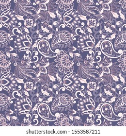 Seamless Paisley pattern in indian style. Floral vector illustration