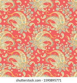 Seamless Paisley pattern in indian style. Floral vector illustration
