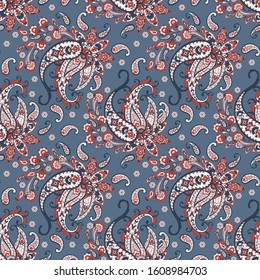 Seamless Paisley pattern in indian style. Floral vector illustration