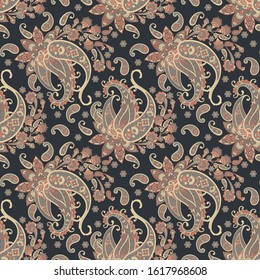 Seamless Paisley pattern in indian style. Floral vector illustration