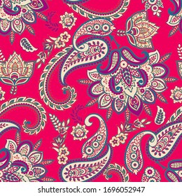 Seamless Paisley pattern in indian style. Floral vector illustration
