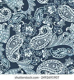 Nahtloses Paisley-Muster im indischen Stil. Blumige Vektorillustration