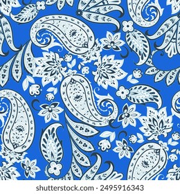 Nahtloses Paisley-Muster im indischen Stil. Blumige Vektorillustration