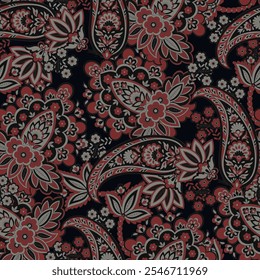 Patrón Paisley sin fisuras en estilo indio. Ilustración vectorial floral