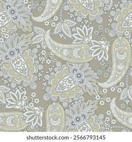 Seamless Paisley pattern in indian style. Floral vector illustration