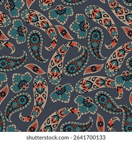 Seamless Paisley pattern in indian style. Floral vector illustration