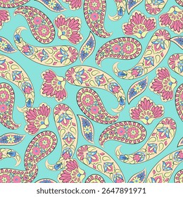 Seamless Paisley pattern in indian style. Floral vector illustration