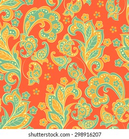 Seamless Paisley pattern in indian style. Floral vector illustration