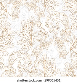 Seamless Paisley pattern in Indian style. Floral vector illustration