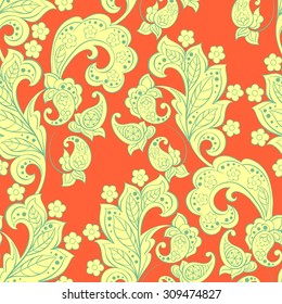 Seamless Paisley pattern in indian style. Floral vector illustration