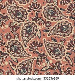 Seamless Paisley pattern in indian style. Floral vector illustration