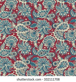 Seamless Paisley pattern in indian style. Floral vector illustration