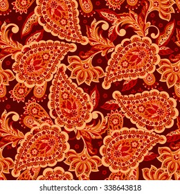 Seamless Paisley pattern in indian style. Floral vector illustration