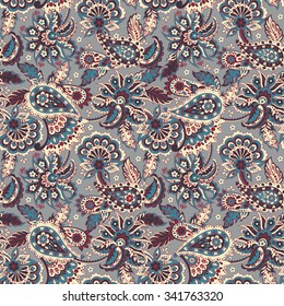 Seamless Paisley pattern in indian style. Floral vector illustration