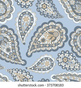 Seamless Paisley pattern in indian style. Floral vector illustration