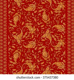 Seamless Paisley pattern in indian style. Floral vector illustration