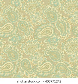 Seamless Paisley pattern in indian style. Floral vector illustration