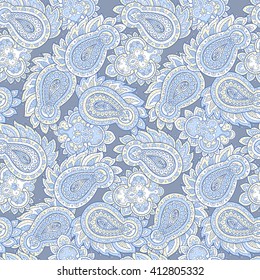 Seamless Paisley pattern in indian style. Floral vector illustration