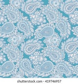 Seamless Paisley pattern in indian style. Floral vector illustration