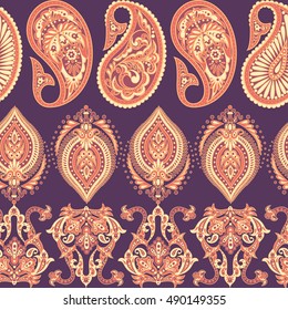 Seamless Paisley pattern in indian style. Floral vector illustration
