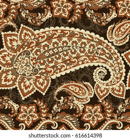 Seamless Paisley pattern in indian style. Floral vector illustration