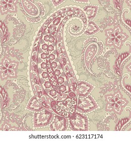 Seamless Paisley pattern in indian style. Floral vector illustration