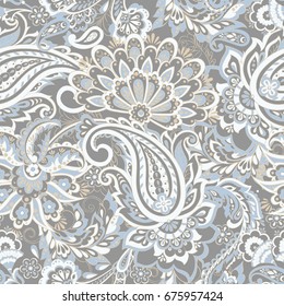Seamless Paisley pattern in indian style. Floral vector illustration