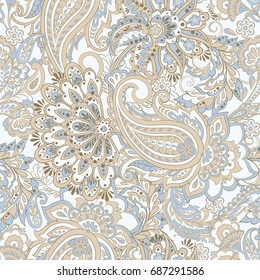Seamless Paisley pattern in indian style. Floral vector illustration