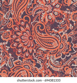 Seamless Paisley pattern in indian style. Floral vector illustration