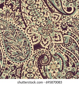 Seamless Paisley pattern in indian style. Floral vector illustration