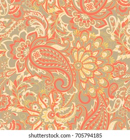 Seamless Paisley pattern in indian style. Floral vector illustration