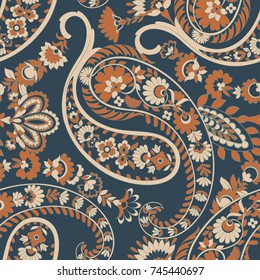 Seamless Paisley pattern in indian style. Floral vector illustration